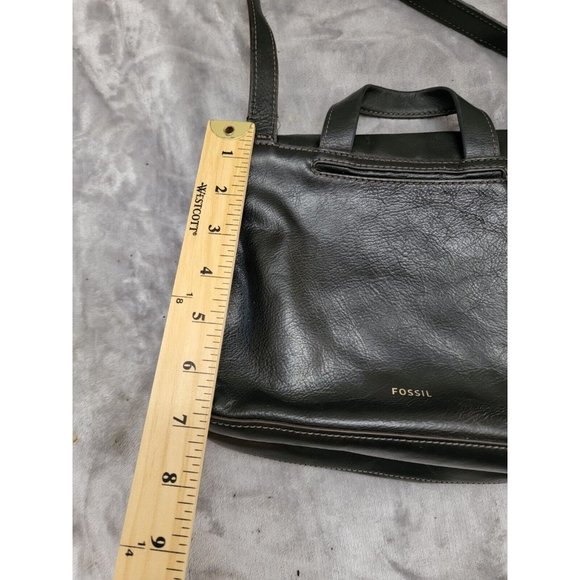 Fossil Purse Dark Brown Cowhide Leather Crossbody Bag‎ Adjustable Strap - Picture 10 of 12
